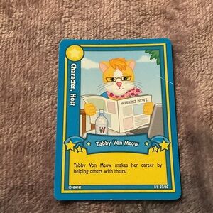 GANZ Tabby Von Meow Webkinz card B1-07/80